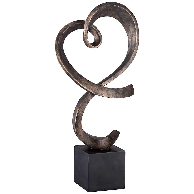 Image 2 Swirling Heart 17 1/4 inch High Brushed Nickel Modern Sculpture