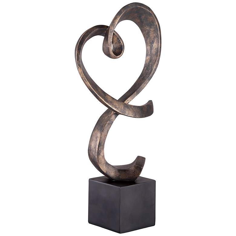 Image 3 Swirling Heart 17 1/4 inch High Brushed Nickel Modern Sculpture more views