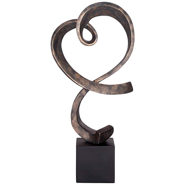 Image 4 Swirling Heart 17 1/4 inch High Brushed Nickel Modern Sculpture more views