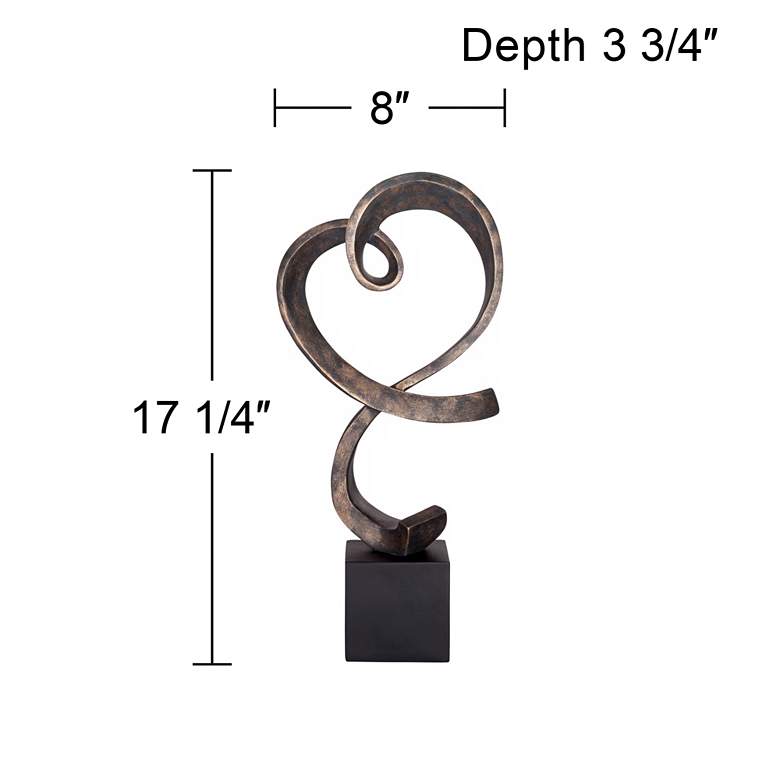 Image 5 Swirling Heart 17 1/4 inch High Brushed Nickel Modern Sculpture more views