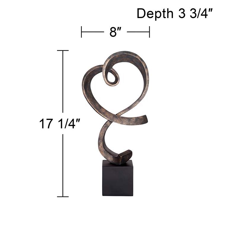Image 5 Swirling Heart 17 1/4" High Brushed Nickel Modern Sculpture more views