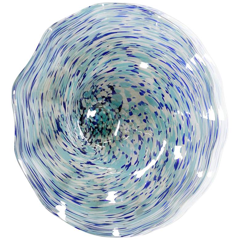 Image 2 Swirling Seas Platter - Hand Blown Decorative Platter -  Blue And White more views