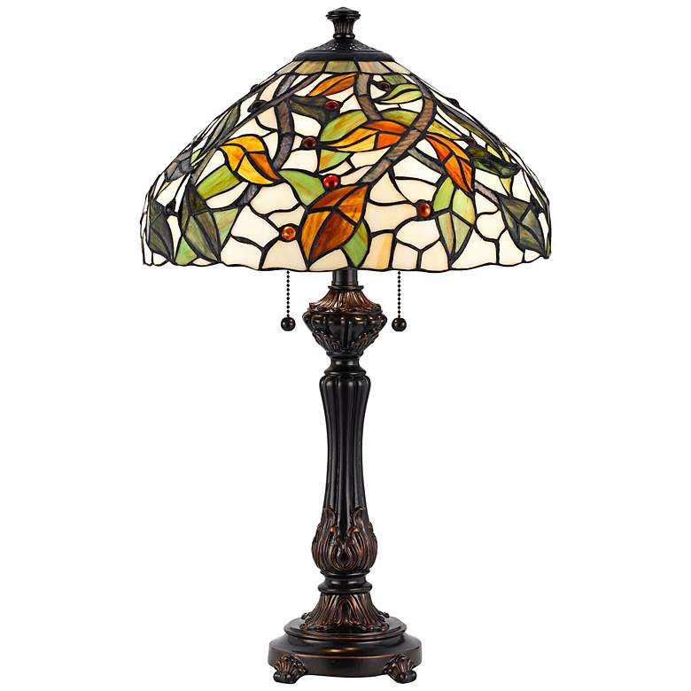 Image 1 Swirling Vine Tiffany-Style Antique Bronze Table Lamp