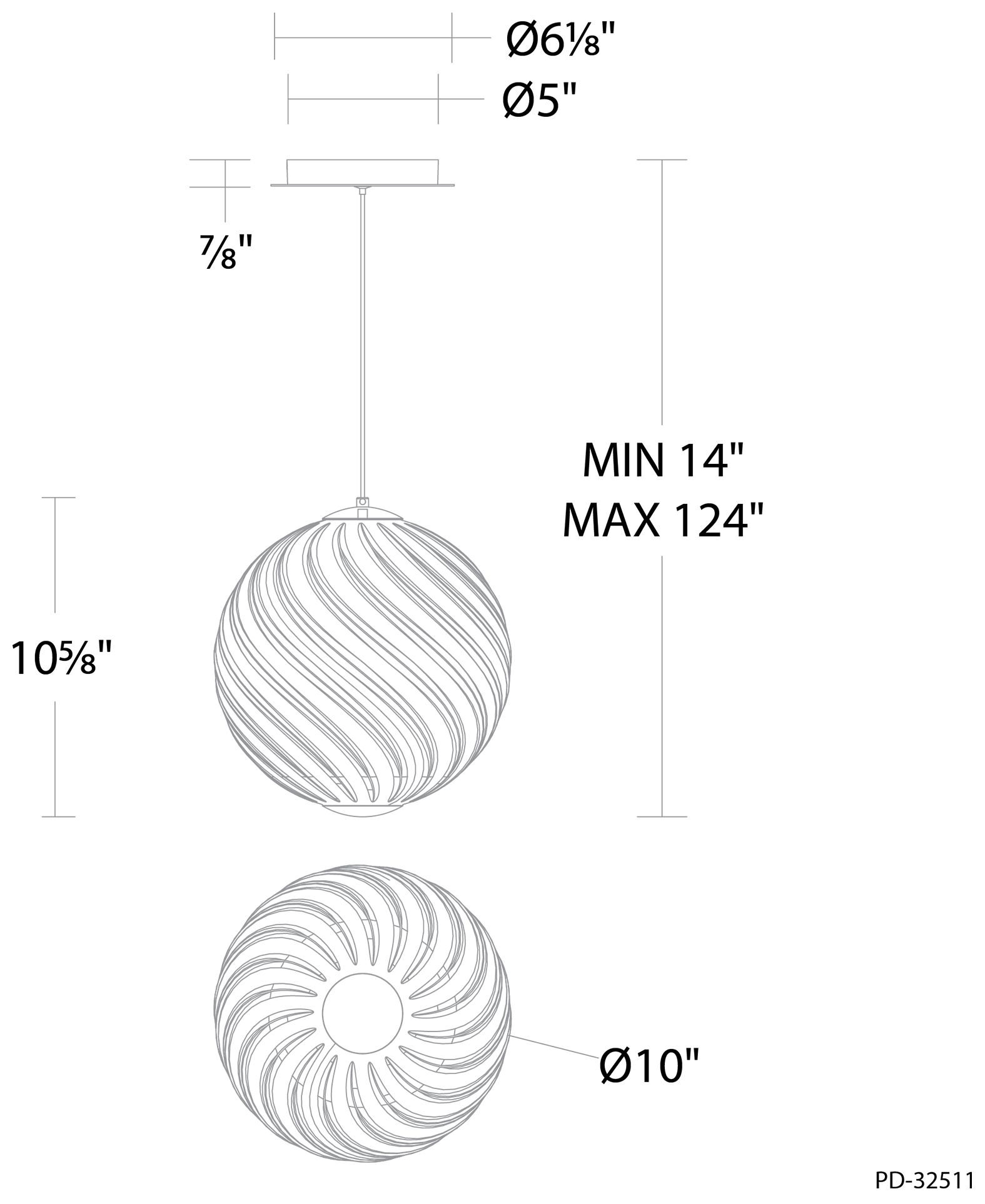 Image 5 Swirly 10.6"H x 9.9"W 1-Light Mini-Pendant in SM more views