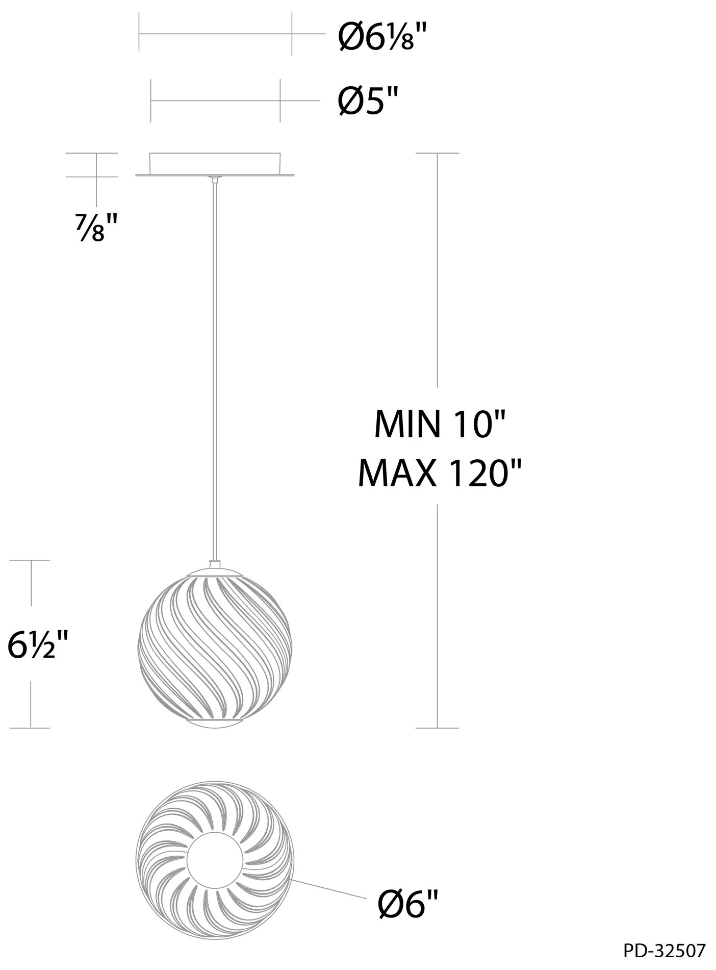 Image 5 Swirly 6.5"H x 5.9"W 1-Light Mini-Pendant in SM more views
