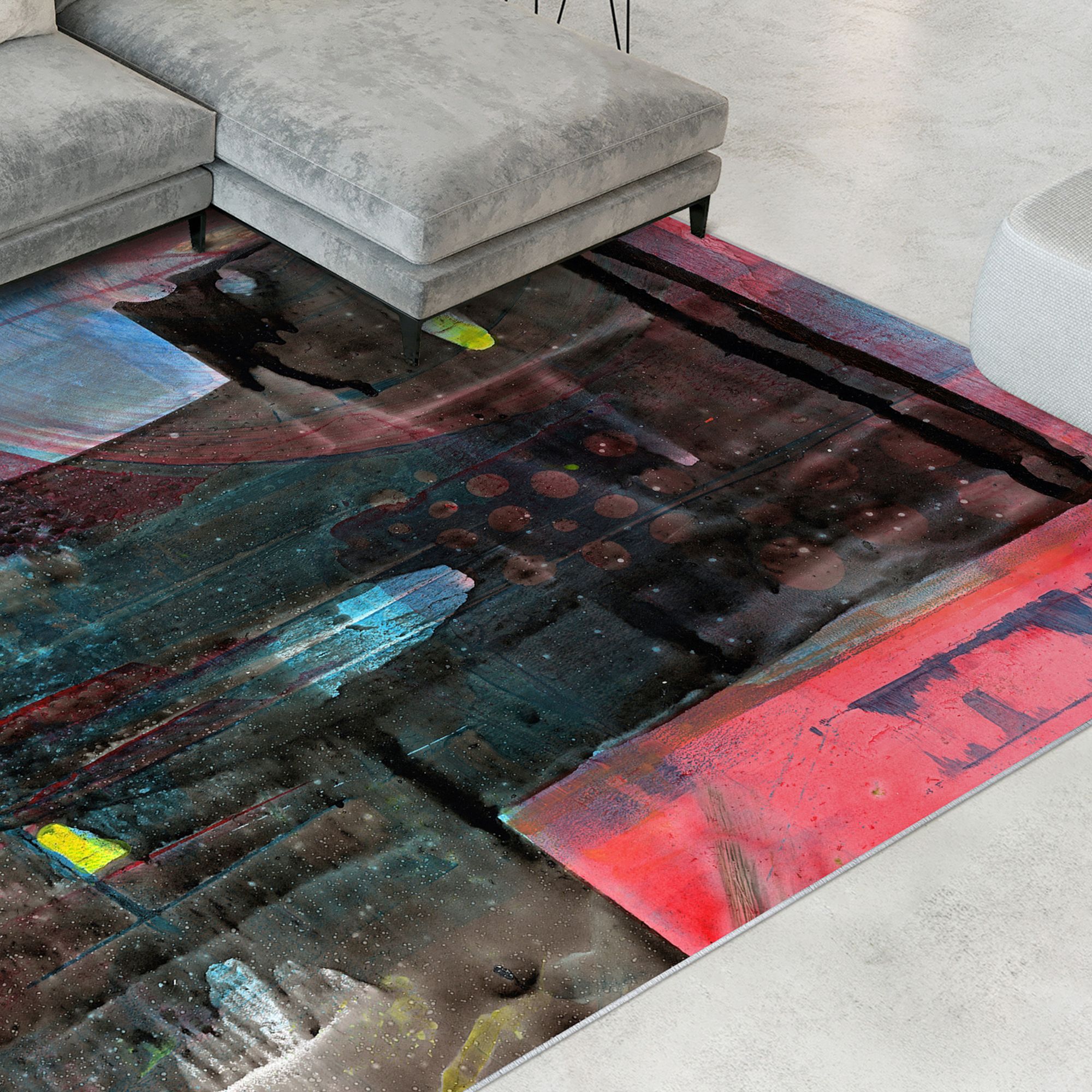 Image 5 Switching Directions Washable Abstract Art Area Rug size 8'x10' more views