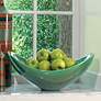 Swoop 20" Wide Modern Ceramic Bowl with Emerald Green Glaze