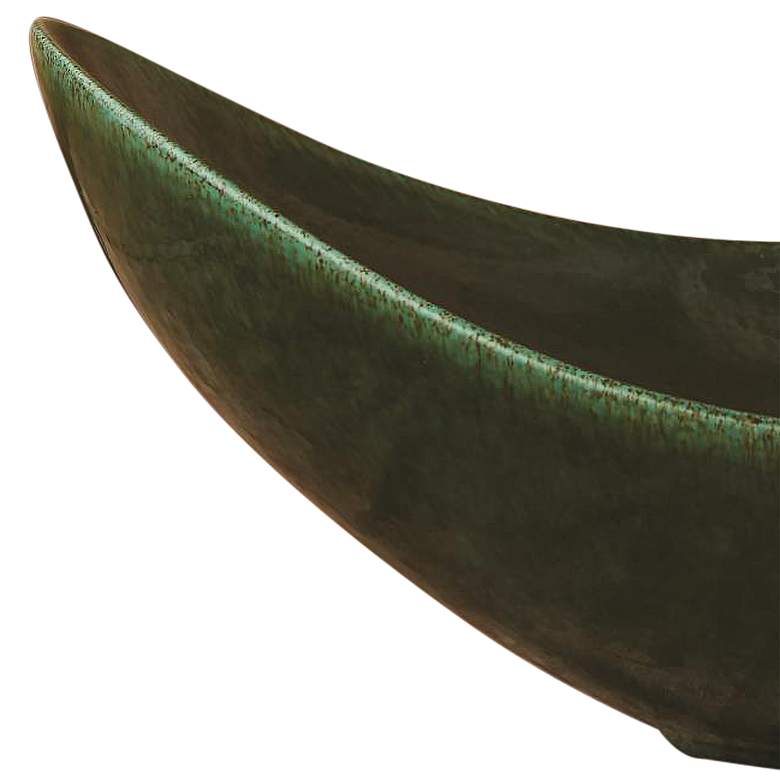 Image 3 Swoop 20 inch Wide Modern Ceramic Bowl with Emerald Green Glaze more views