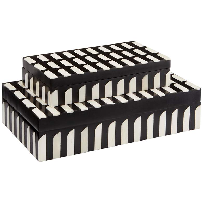 Swoop Black and White Rectangular Decorative Boxes Set of 2