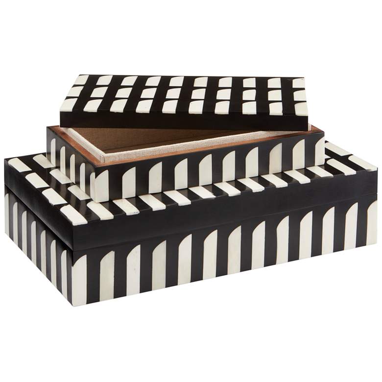 Swoop Black and White Rectangular Decorative Boxes Set of 2 more views