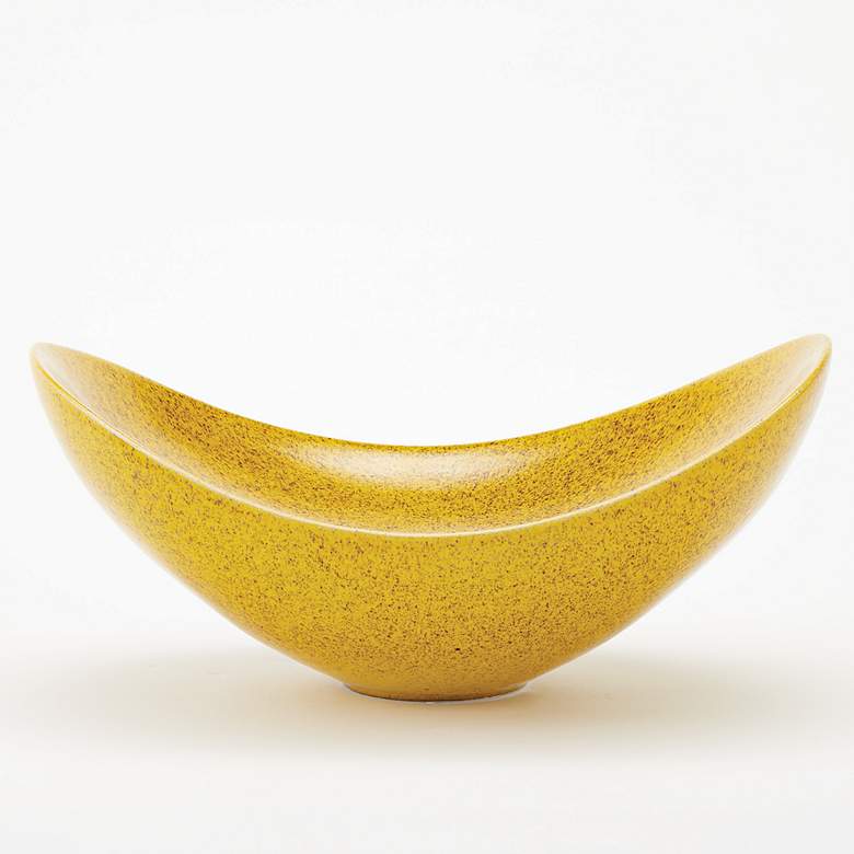 Image 1 Swoop Citron Yellow Reactive Glaze 20" Wide Modern Ceramic Bowl