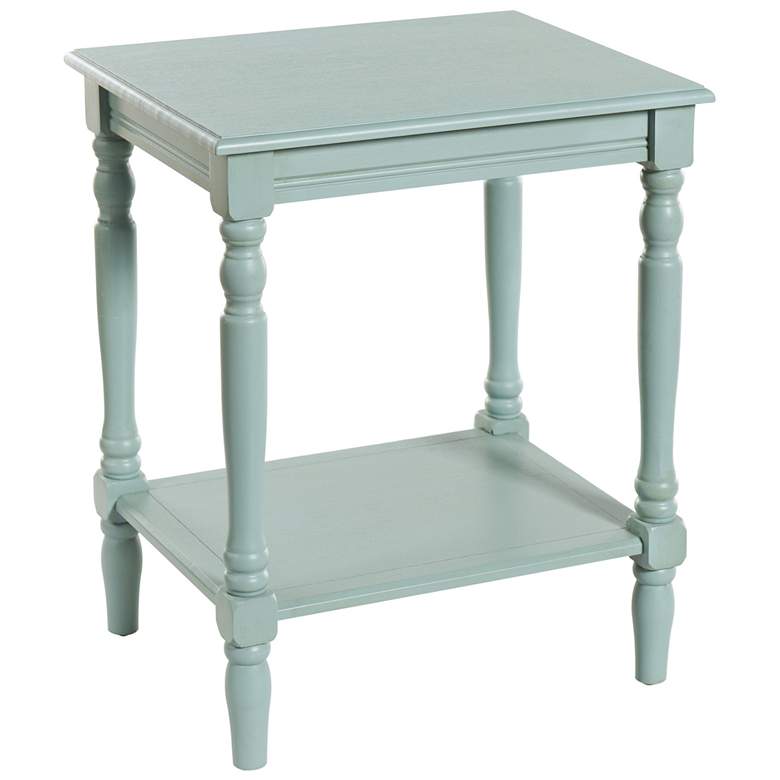 Image 1 Sybil 24" High Antique Ice Blue Wood Accent Storage Shelf End Table