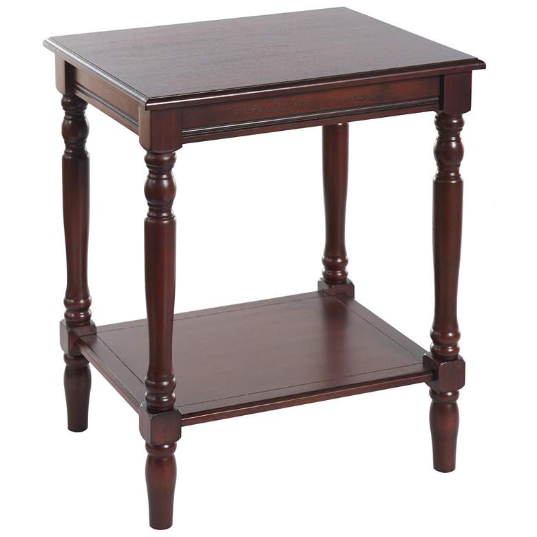 Image 1 Sybil 24" High Vintage Cherry Wood Accent Storage Shelf End Table