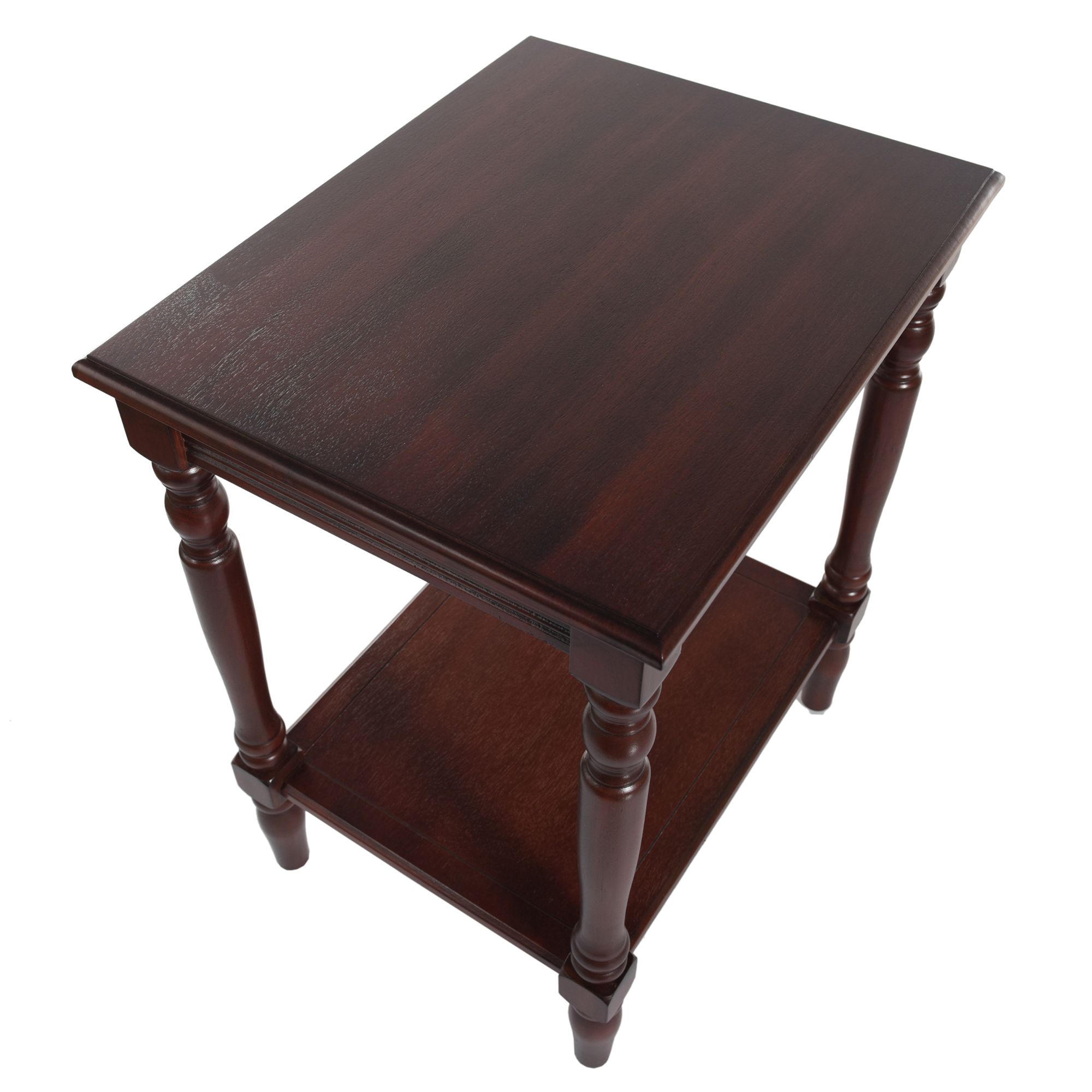 Image 4 Sybil 24" High Vintage Cherry Wood Accent Storage Shelf End Table more views