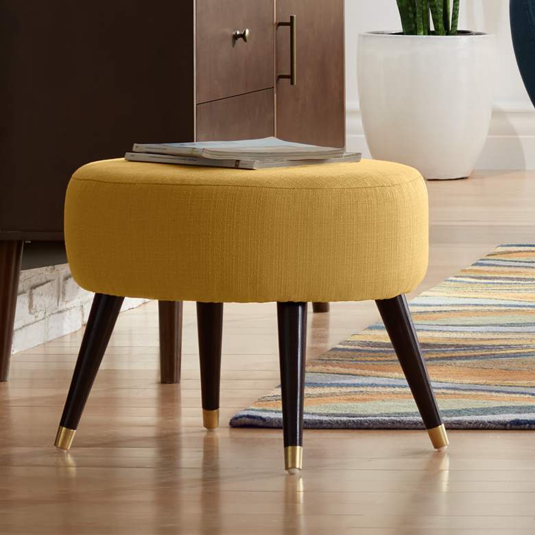 Image 1 Syble 22 inch Wide Klein Mustard Yellow Modern Ottoman