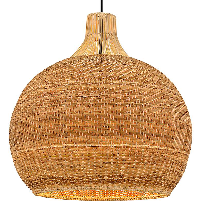 Image 5 Sycamore 28"W Matte Black and Natural Rattan Pendant Light more views
