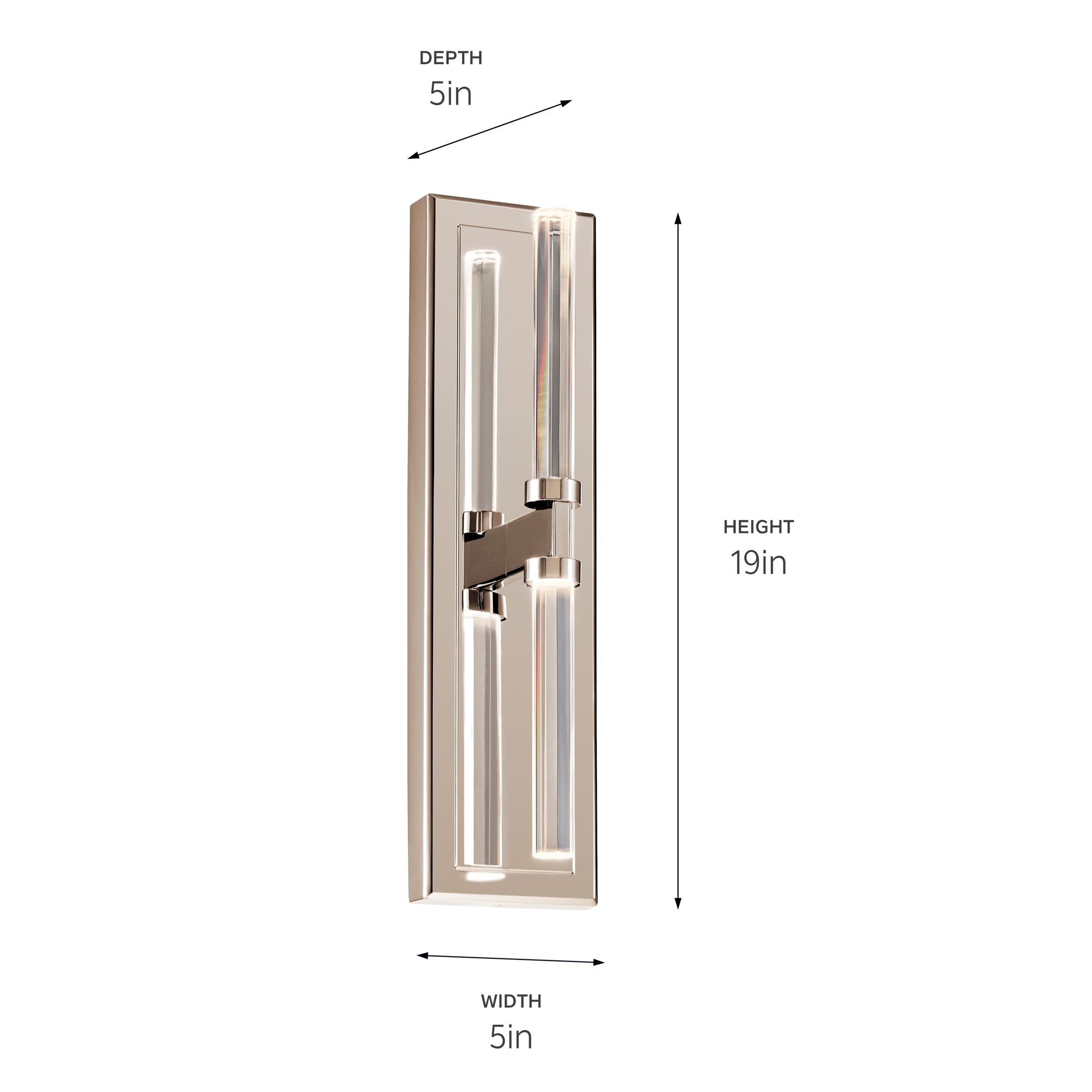 Image 6 Sycara 19 Inch 2 Light LED Wall Sconce with Faceted Crystal in PN more views
