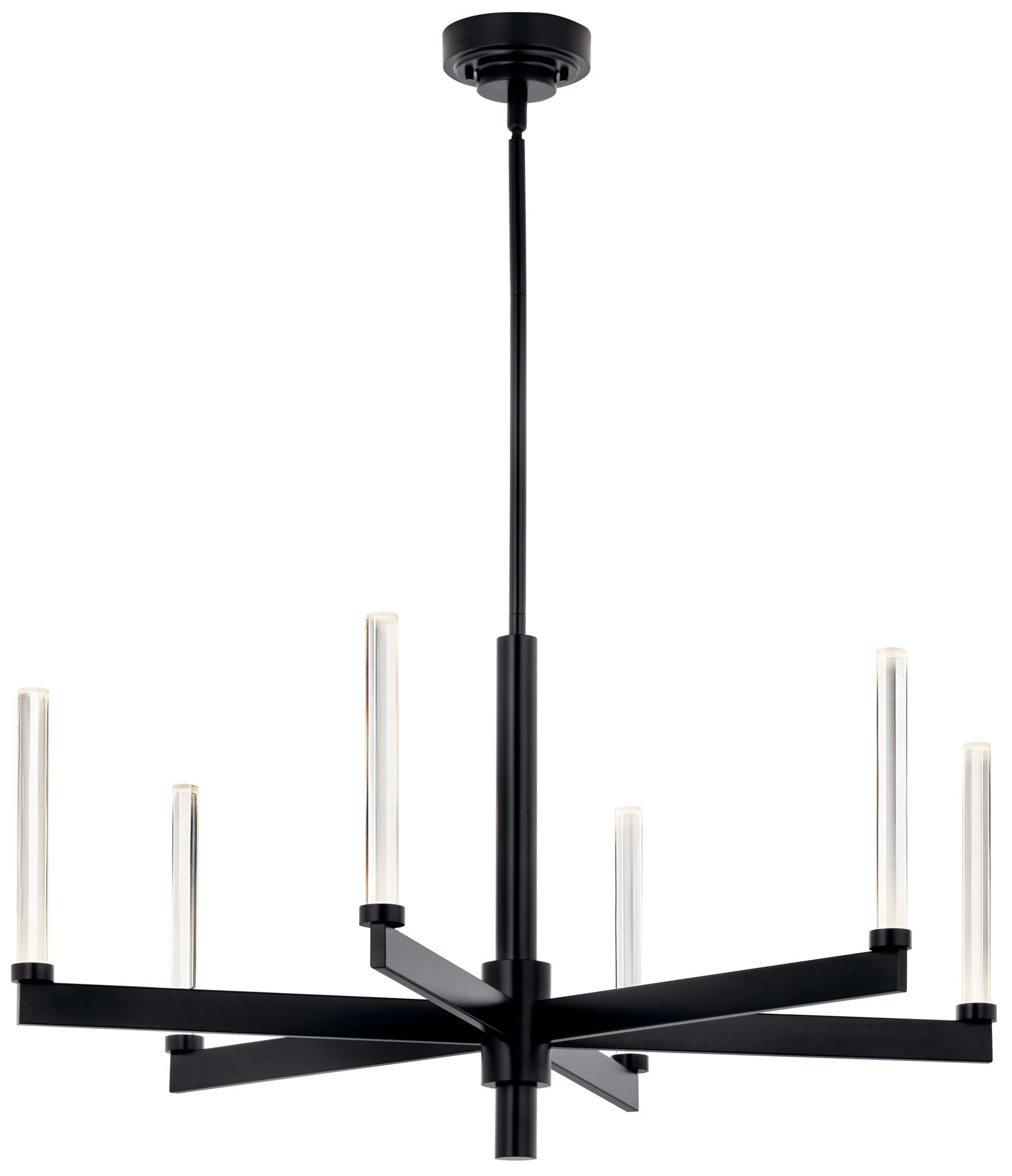 Sycara 36.25 Inch 6 Light LED Chandelier with Faceted Crystal in Black
