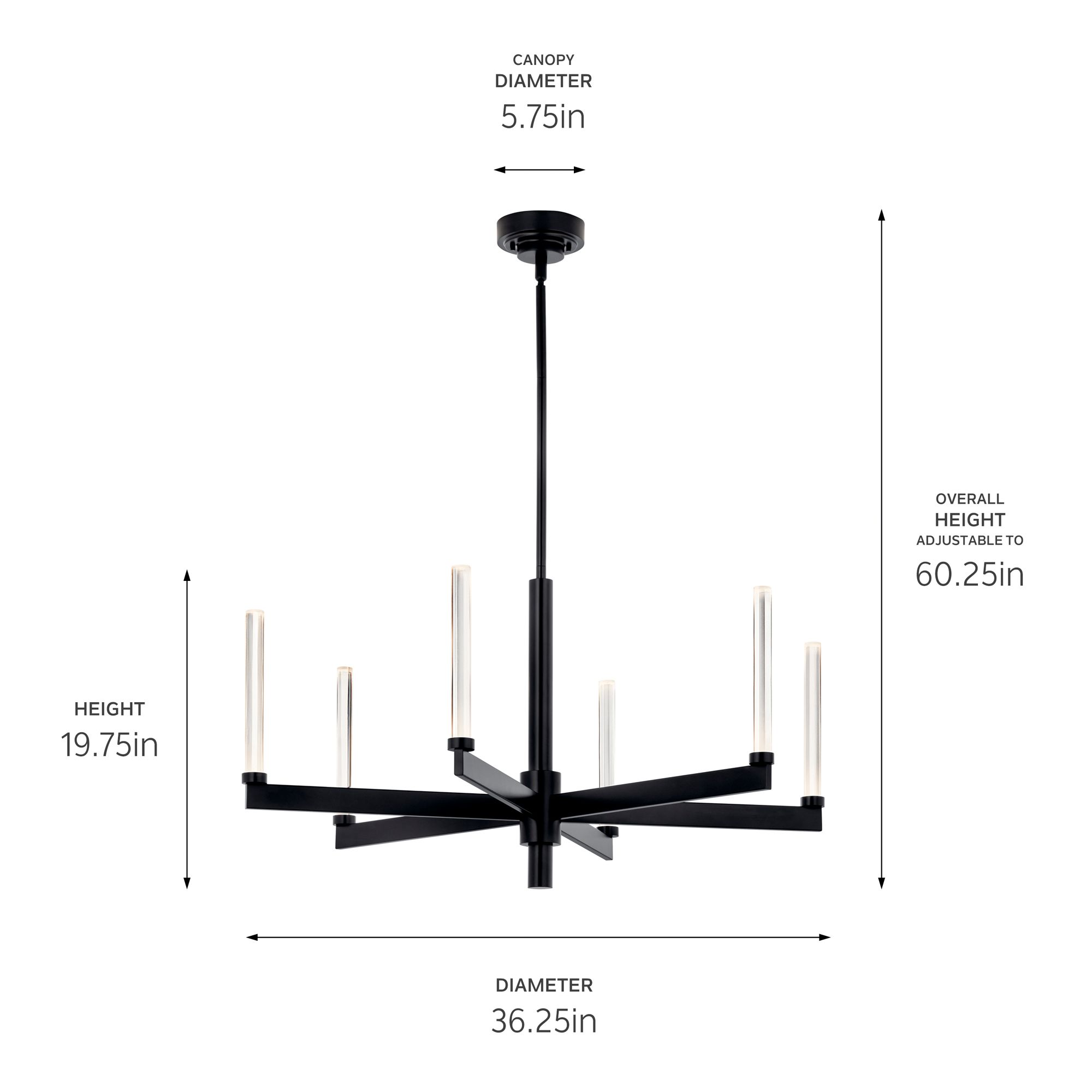 Image 7 Sycara 36.25 Inch 6 Light LED Chandelier with Faceted Crystal in Black more views