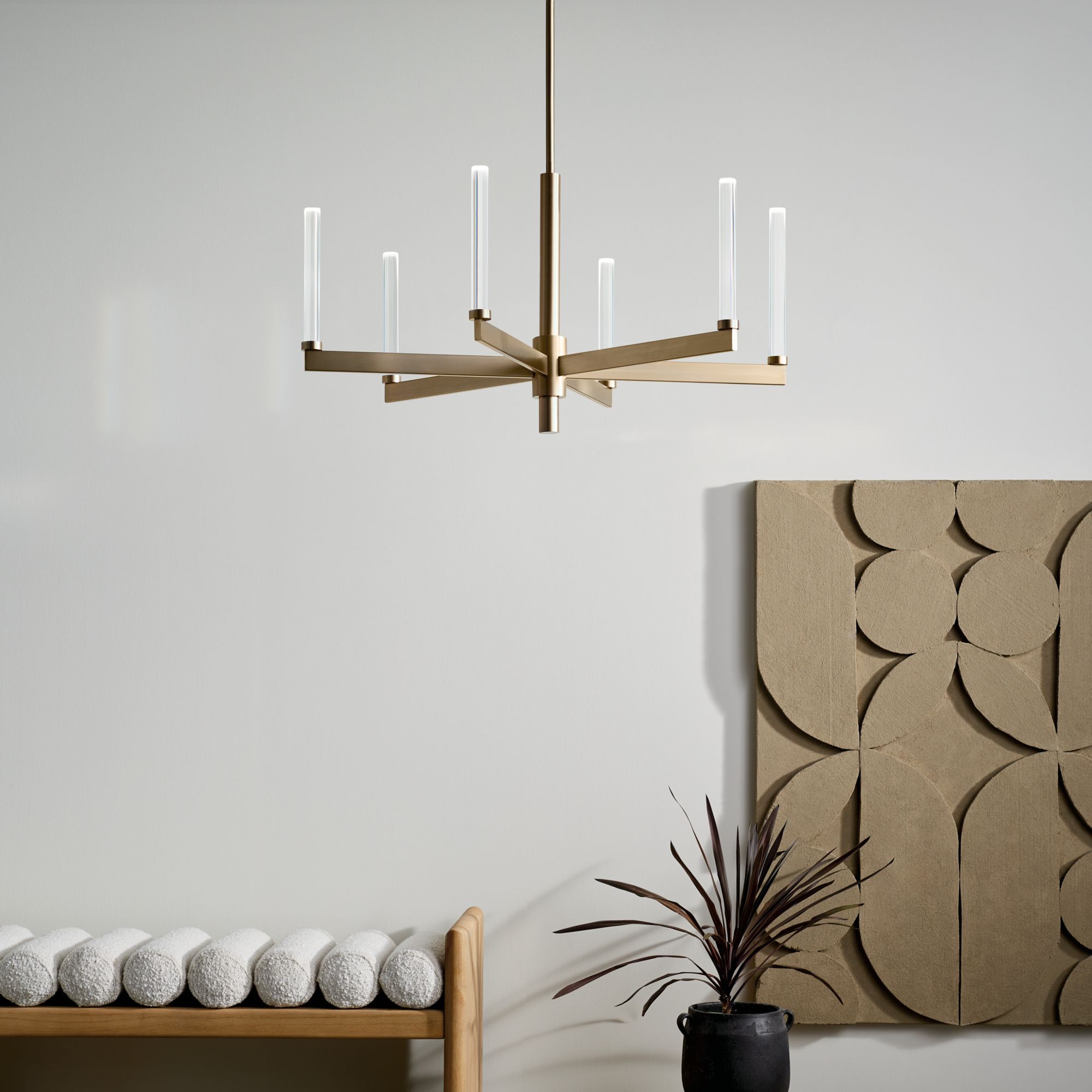 Sycara 36.25 Inch 6 Light LED Chandelier with Faceted Crystal in CPZ