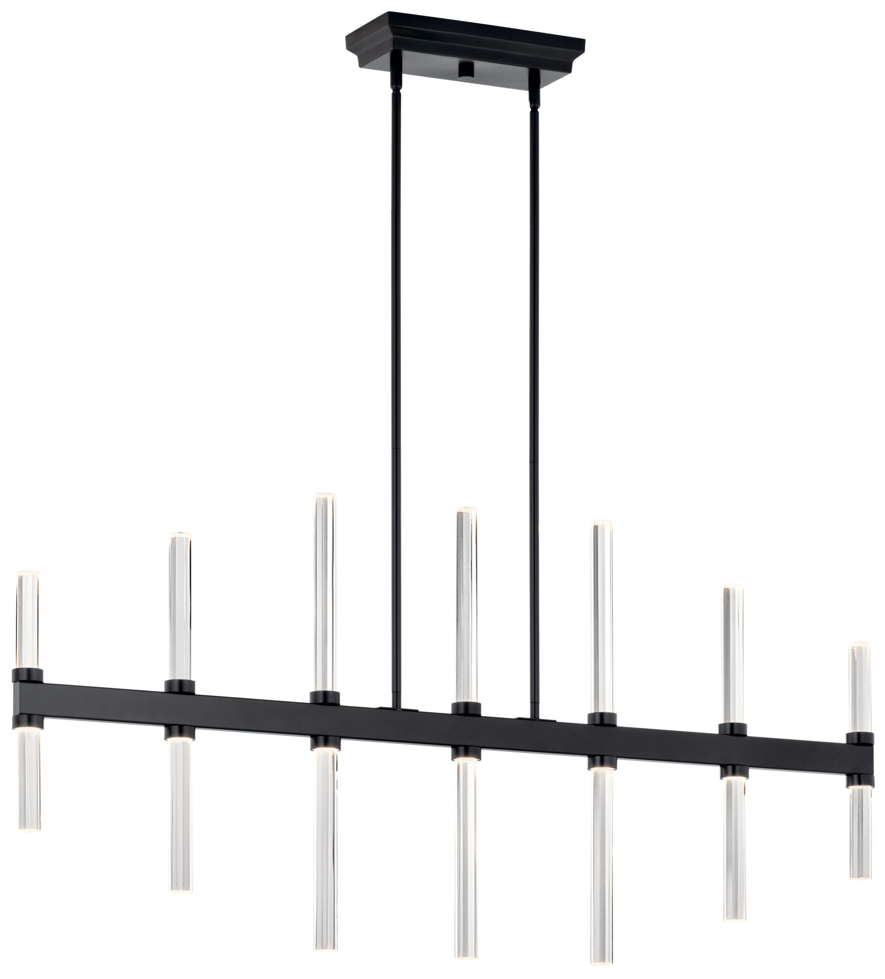 Thumbnail1 of Sycara 48.25 Inch 14 Light LED Linear Chandelier with Faceted Crystal in BK