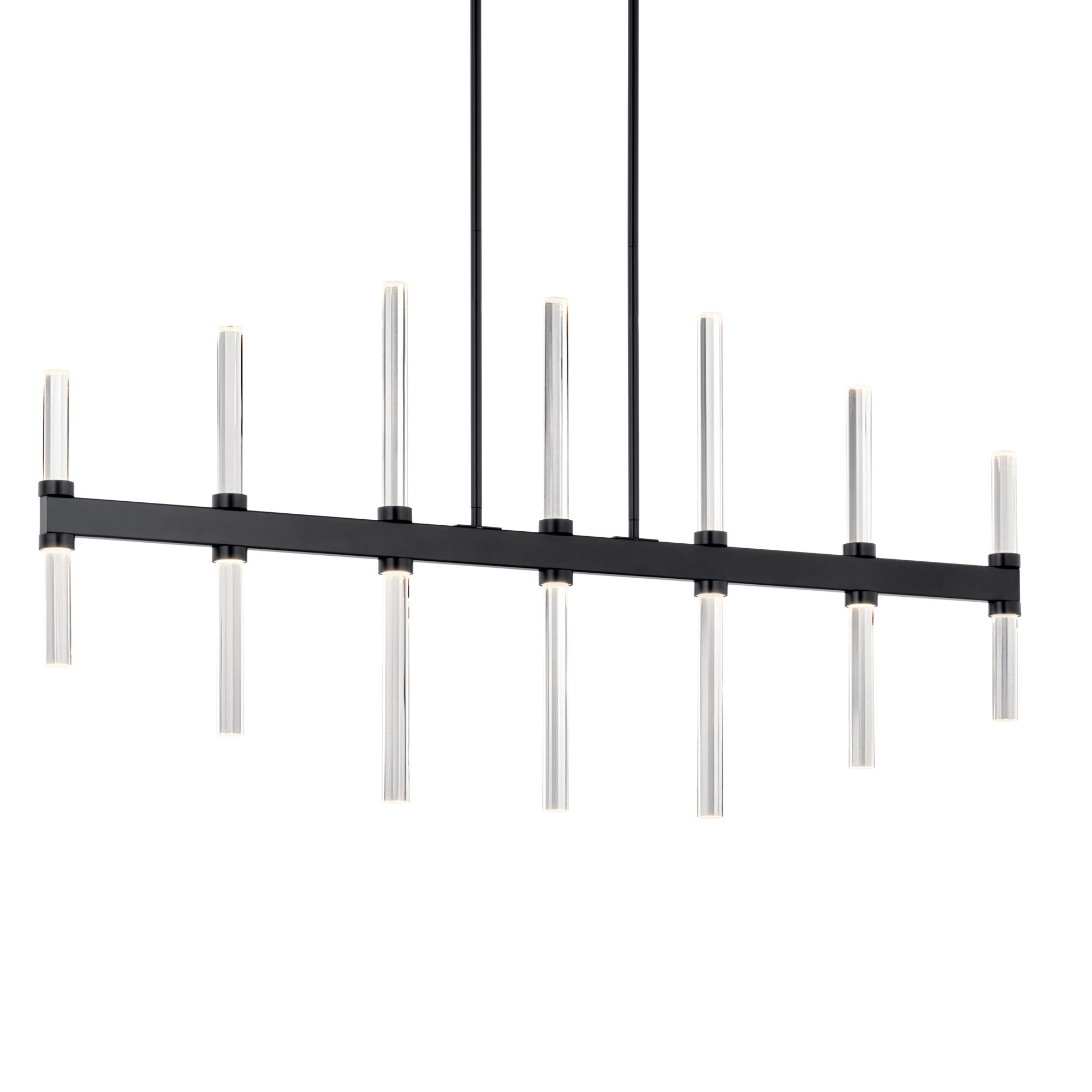 Thumbnail3 of Sycara 48.25 Inch 14 Light LED Linear Chandelier with Faceted Crystal in BK more views