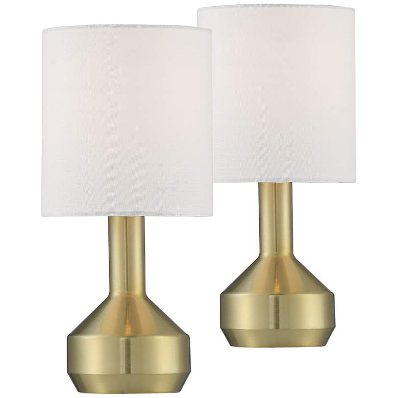 Image 1 Syd 14 3/4 inch High Brass Accent Table Lamps Set of 2