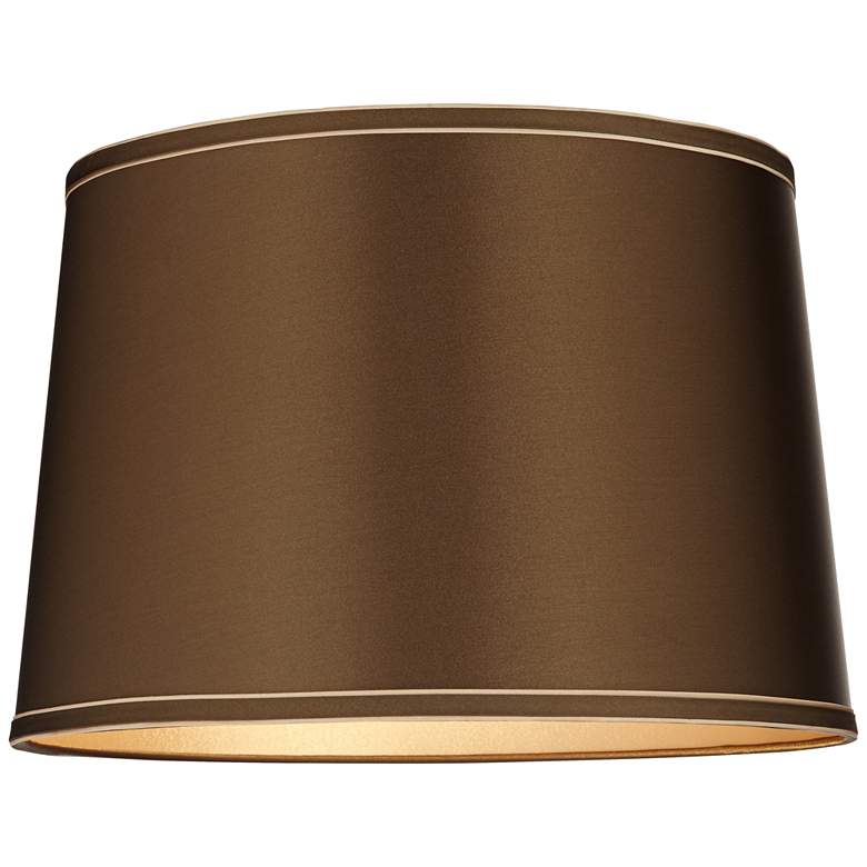 Image 3 Sydnee Brown Satin with Trim Drum Shade 14x16x11 (Spider) more views