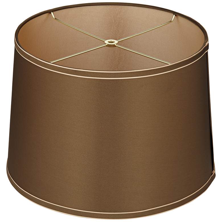 Image 4 Sydnee Brown Satin with Trim Drum Shade 14x16x11 (Spider) more views