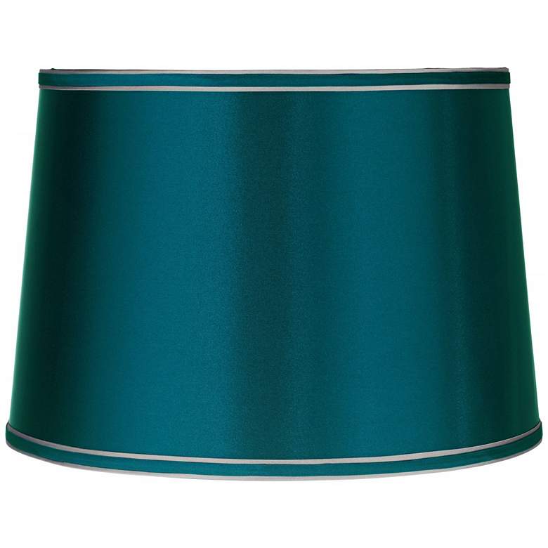 Image 1 Sydnee Deep Teal Blue with Silver Trim Drum Lamp Shade 14x16x11 (Spider)