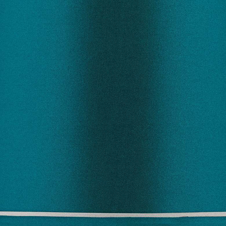 Image 2 Sydnee Deep Teal Blue with Silver Trim Drum Lamp Shade 14x16x11 (Spider) more views