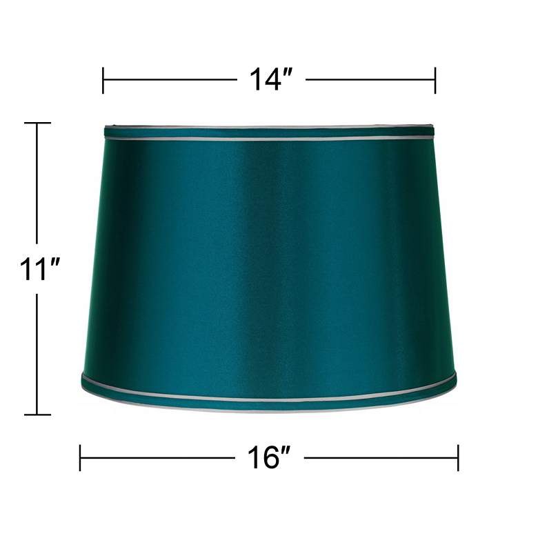 Image 5 Sydnee Deep Teal Blue with Silver Trim Drum Lamp Shade 14x16x11 (Spider) more views