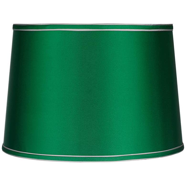 Image 1 Sydnee Satin Emerald Green Drum Lamp Shade 14x16x11 (Spider)