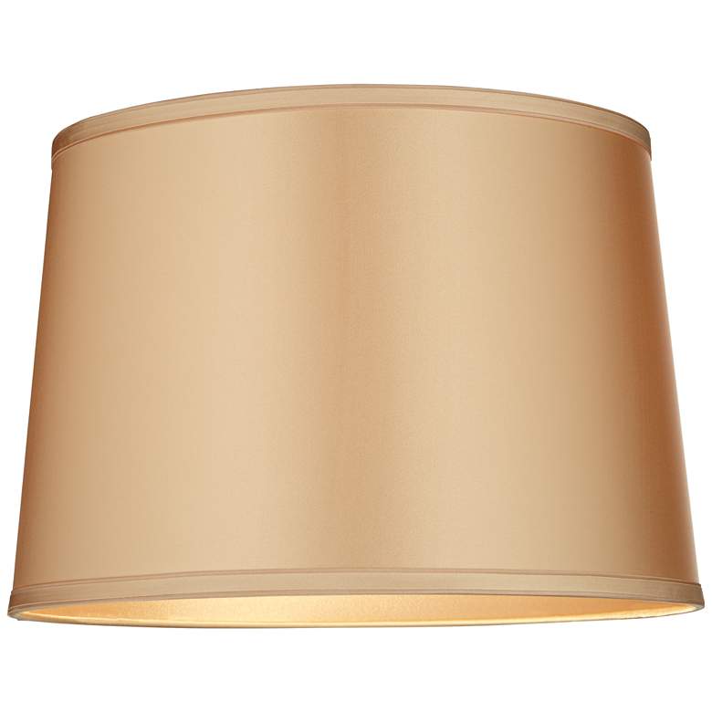 Image 3 Sydnee Satin Gold with Trim Drum Shade 14x16x11 (Spider) more views