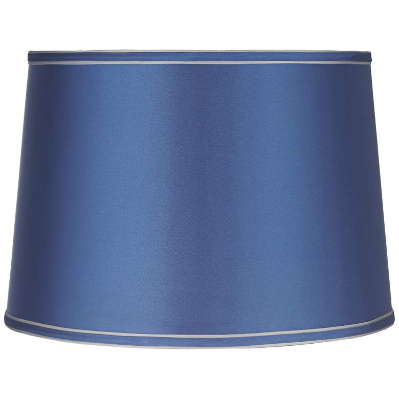 Image 1 Sydnee Satin Medium Blue Drum Lamp Shade 14x16x11 (Spider)