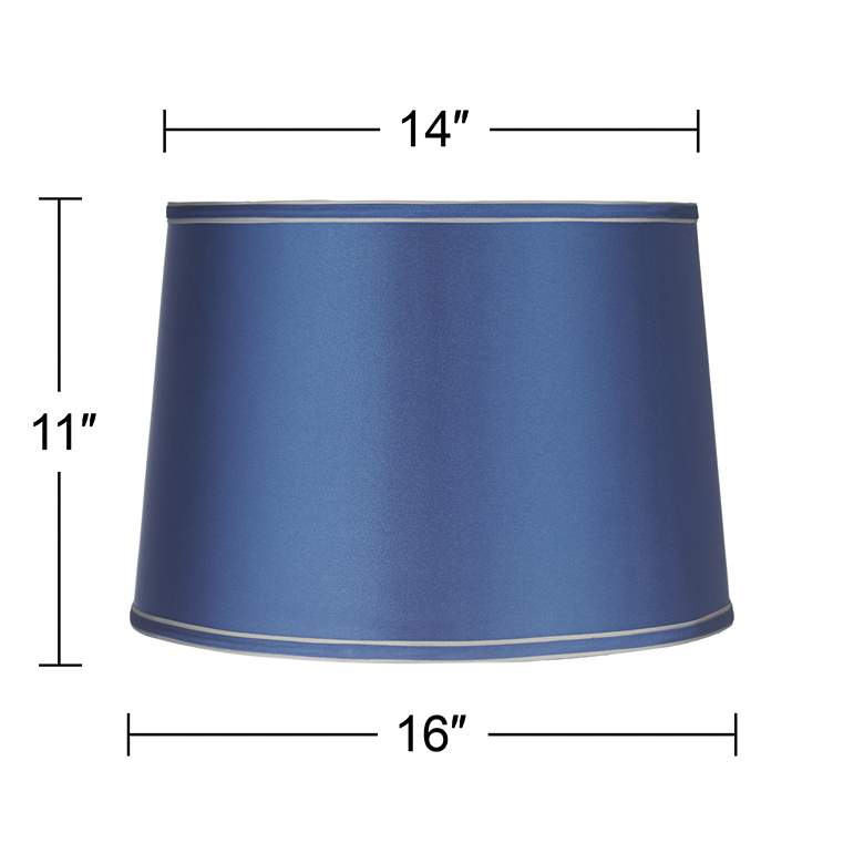 Image 5 Sydnee Satin Medium Blue Drum Lamp Shade 14x16x11 (Spider) more views