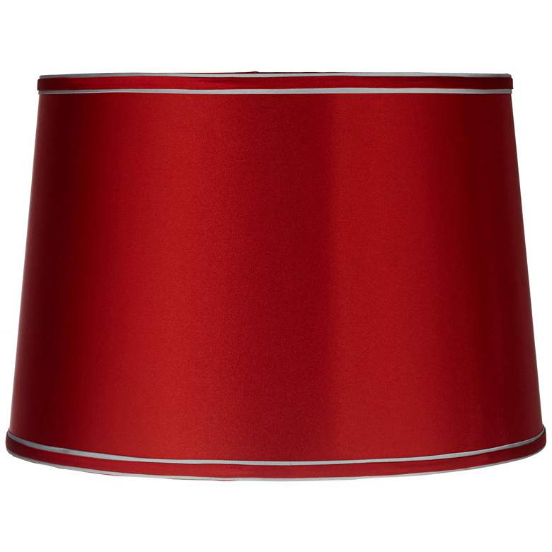 Image 1 Sydnee Satin Red Silver Trim Drum Lamp Shade 14x16x11 (Spider)