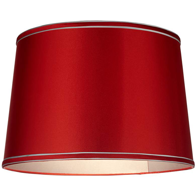 Image 3 Sydnee Satin Red Silver Trim Drum Lamp Shade 14x16x11 (Spider) more views
