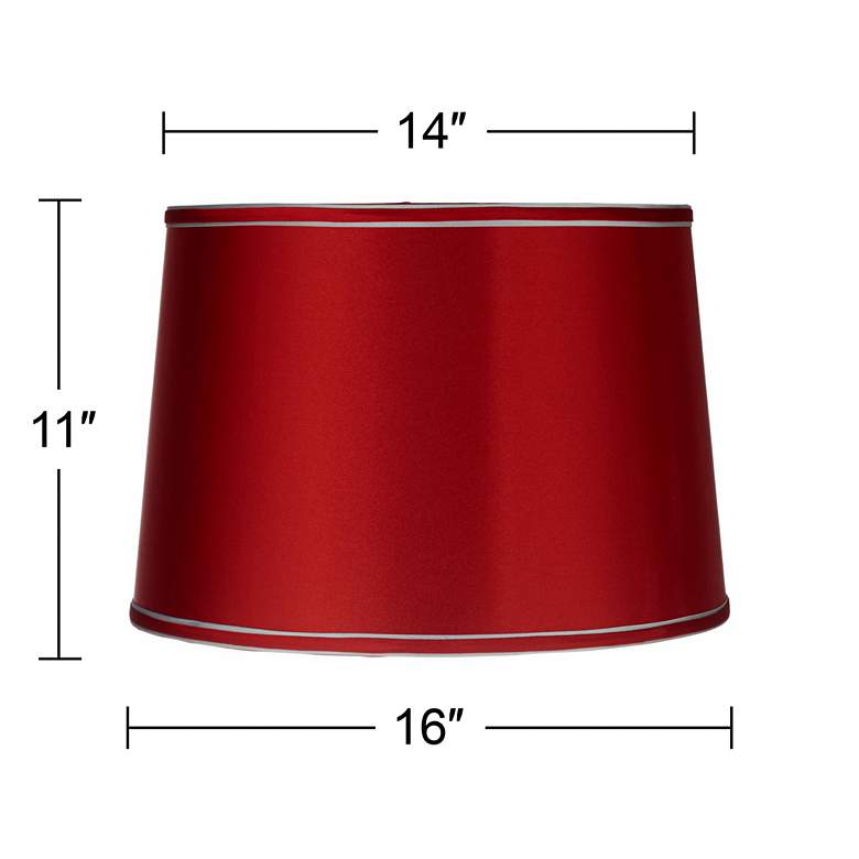 Image 5 Sydnee Satin Red Silver Trim Drum Lamp Shade 14x16x11 (Spider) more views