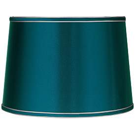Image1 of Sydnee Satin Teal Blue Drum Lamp Shade 14x16x11 (Spider)