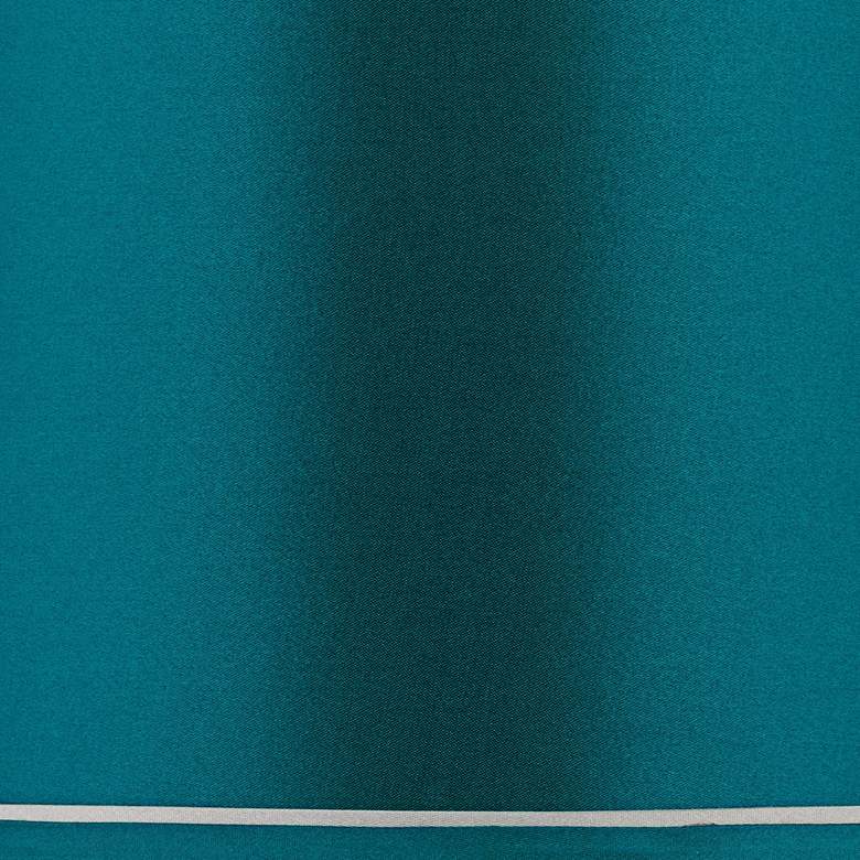 Image 2 Sydnee Satin Teal Blue Drum Lamp Shade 14x16x11 (Spider) more views