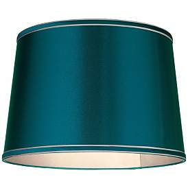 Image3 of Sydnee Satin Teal Blue Drum Lamp Shade 14x16x11 (Spider) more views