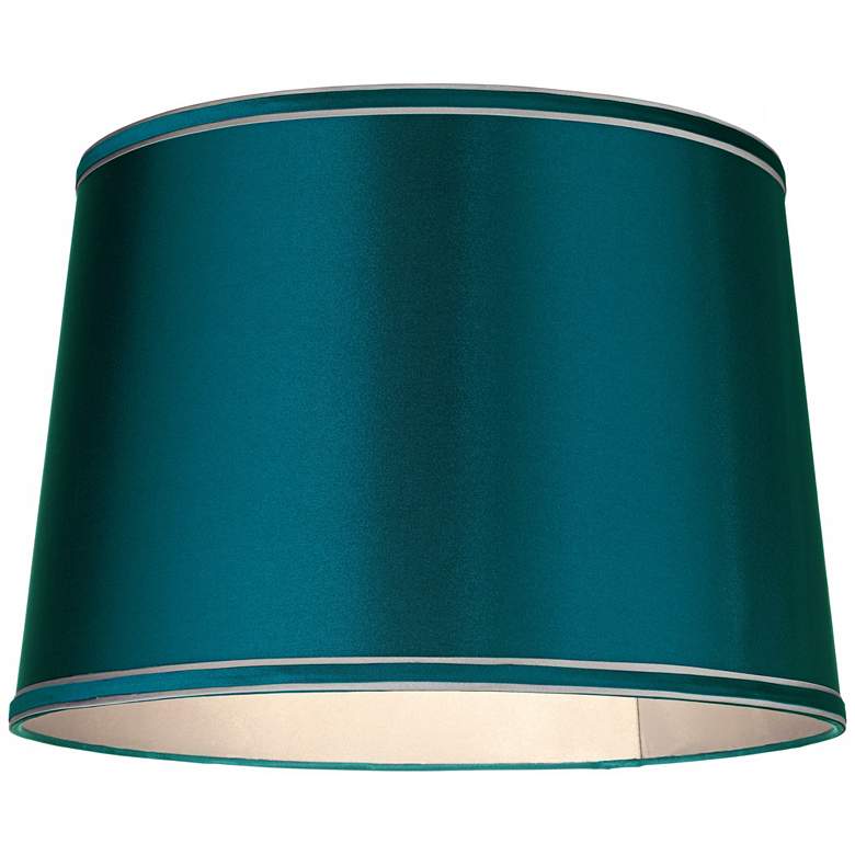 Image 3 Sydnee Satin Teal Blue Drum Lamp Shade 14x16x11 (Spider) more views