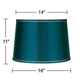 Image5 of Sydnee Satin Teal Blue Drum Lamp Shade 14x16x11 (Spider) more views