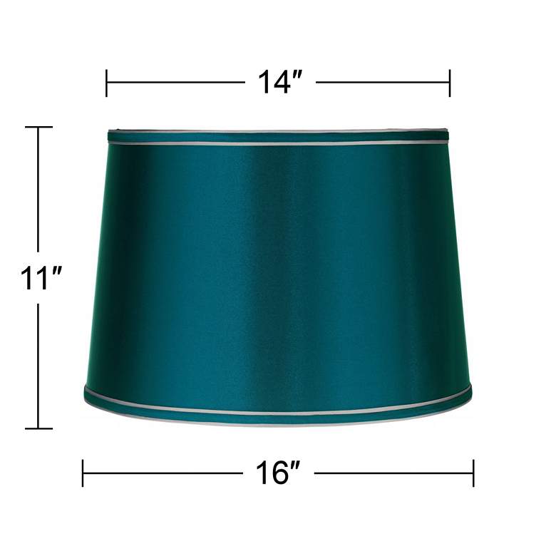 Image 5 Sydnee Satin Teal Blue Drum Lamp Shade 14x16x11 (Spider) more views