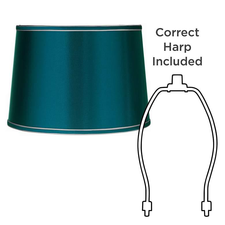 Image 6 Sydnee Satin Teal Blue Drum Lamp Shade 14x16x11 (Spider) more views