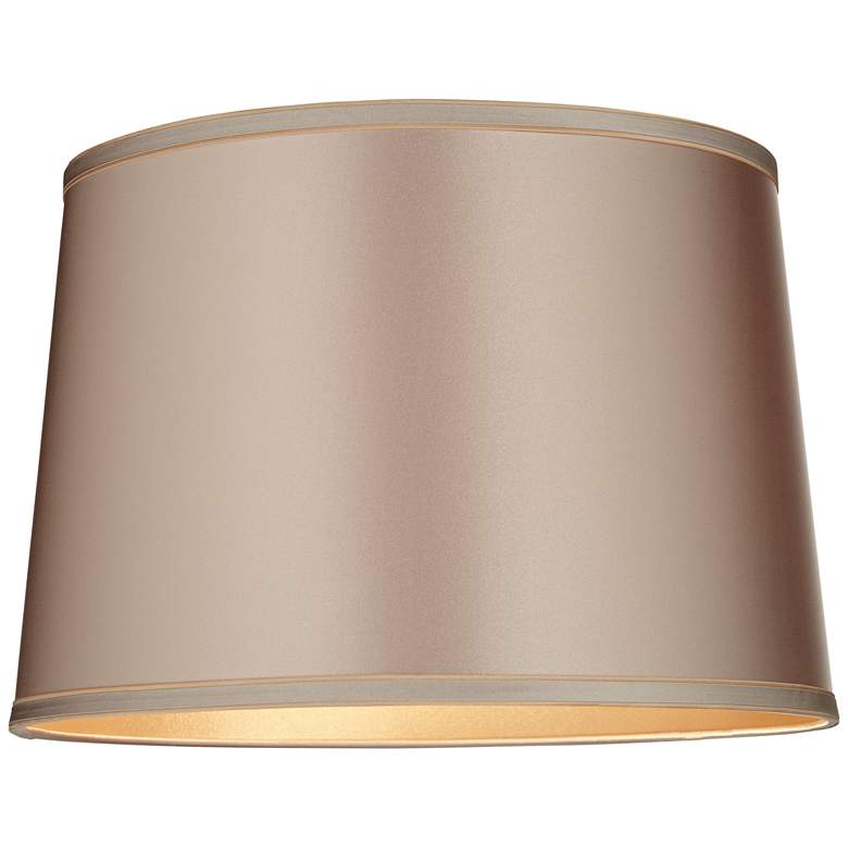 Image 3 Sydnee Taupe Satin with Trim Drum Shade 14x16x11 (Spider) more views