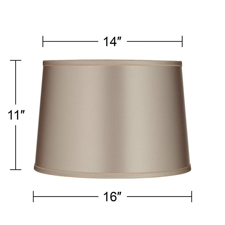 Image 7 Sydnee Taupe Satin with Trim Drum Shade 14x16x11 (Spider) more views