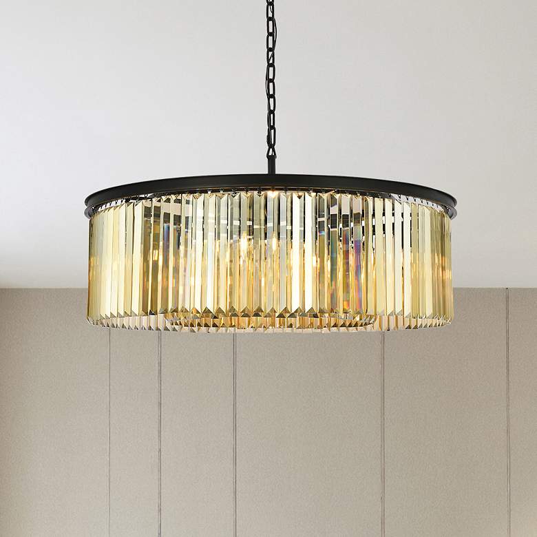 Image 1 Sydney 10 Lt Matte Black Chandelier (Golden Teak)