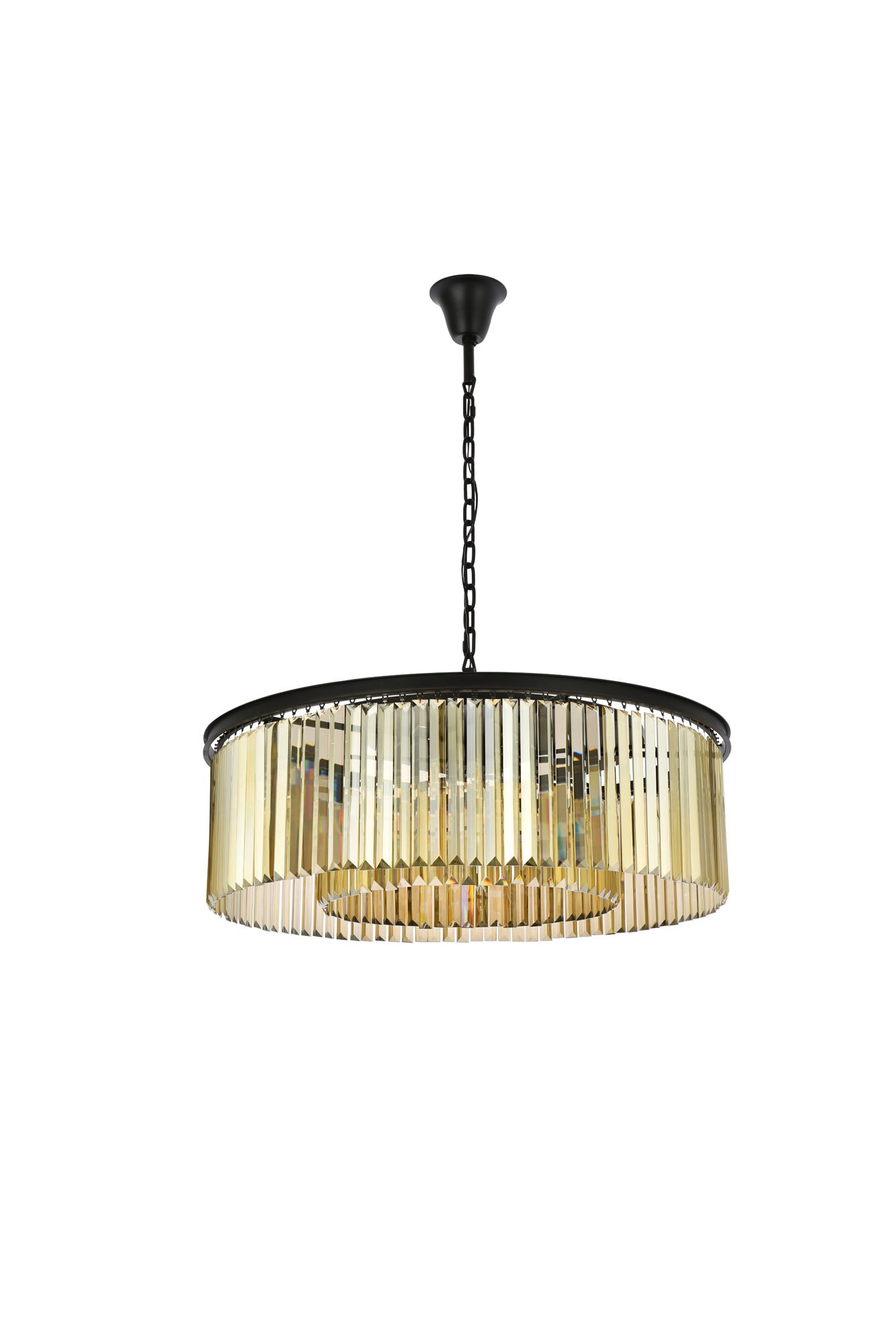 Sydney 10 Lt Matte Black Chandelier (Golden Teak)